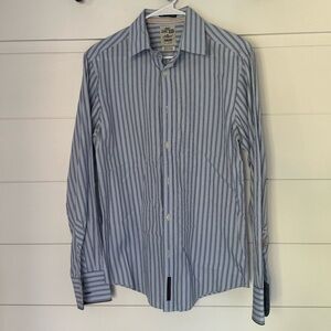 Jachs Men's Blue Striped Button Down Shirt, Men’s M